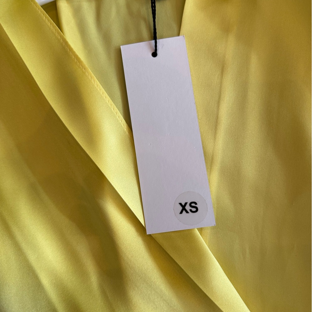 NWT Nonchalant The Label 100% Silk Yellow Wrap Midi Dress XS - Picture 6 of 7